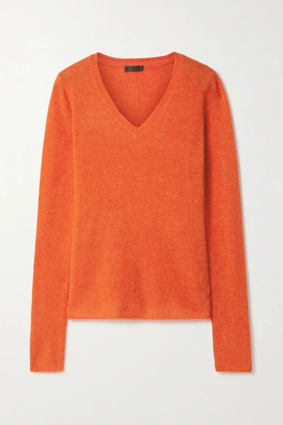 Atm Anthony Thomas Melillo Cashmere V-neck Sweater In Tangerine