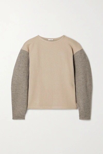 Aaizél + Net Sustain Two-tone Wool Sweater In Beige