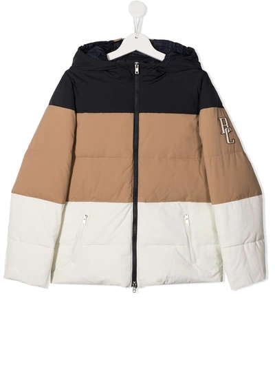 Brunello Cucinelli Kids' Multicolor Nylon Down Jacket And Hood In Blue