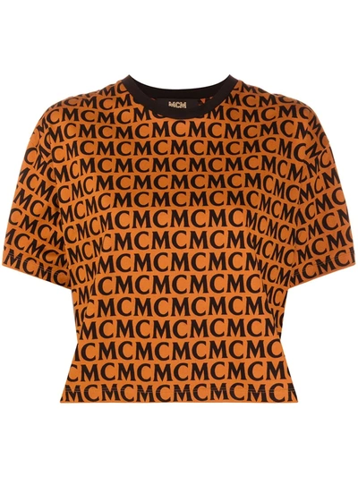 Mcm Monogram Print T-shirt In Brown
