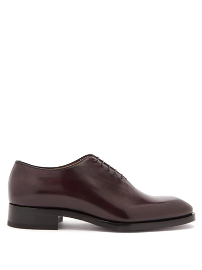 Christian Louboutin Cousin Corteo Square-toe Leather Oxford Shoes In Burgundy