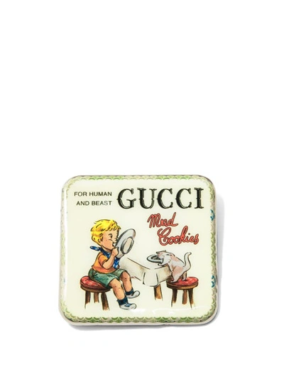 Gucci Mad Cookies Brooch In White,multi