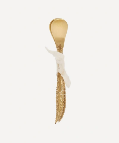 Doing Goods Stella Feather Teaspoons Set Of Four In Brass