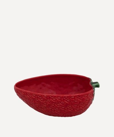 Bordallo Pinheiro Strawberries Oval Bowl In Red