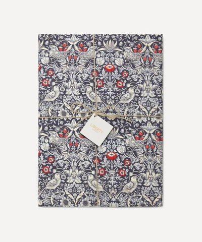 Liberty London Strawberry Thief Linen Tablecloth In Blue
