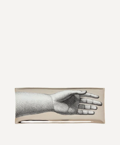 Fornasetti Mano Rectangular Decorative Tray In Black And White