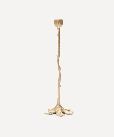 Doing Goods Misty Tree Candlestick Holder In Gold Matte