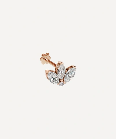 Maria Tash 18ct 3mm Mini Diamond Engraved Lotus Single Threaded Stud Earring In Rose Gold