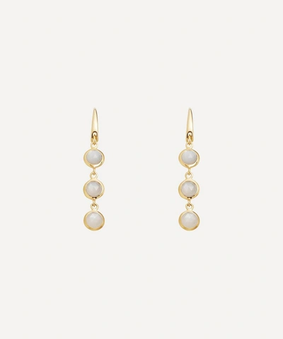 Astley Clarke Gold Plated Vermeil Silver Stilla Triple Moonstone Drop Earrings