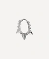 Maria Tash 14ct 8mm Triple Spike Granulated Single Hoop Earring In White Gold