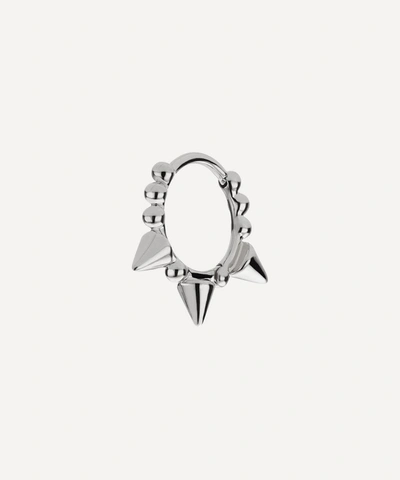 Maria Tash 14ct 8mm Triple Spike Granulated Single Hoop Earring In White Gold