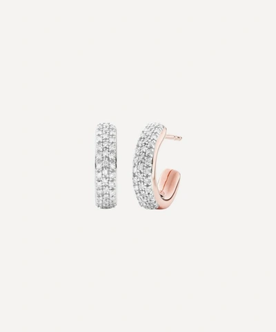 Monica Vinader Rose Gold Plated Vermeil Silver Fiji Mini Diamond Hoop Earrings