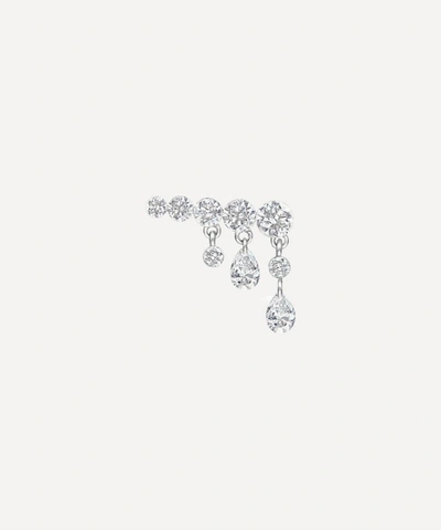 Maria Tash 18ct 11mm Crescendo Bar Invisible Set Diamond Single Stud Earring Left In White Gold