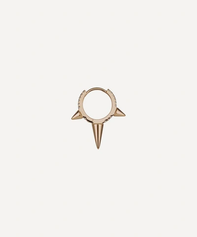 Maria Tash 18ct 9.5mm Triple Long Spike Diamond Eternity Single Hoop Earring In Rose Gold