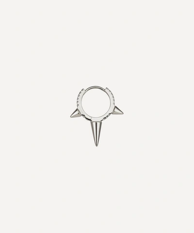 Maria Tash 18ct 9.5mm Triple Long Spike Diamond Eternity Single Hoop Earring In White Gold