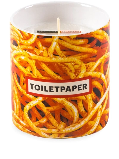 Seletti Wears Toiletpaper Spaghetti Porcelain Scented Candle In Yellow