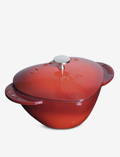 Staub Heart-shaped Cast Iron Cocotte 20cm In Red