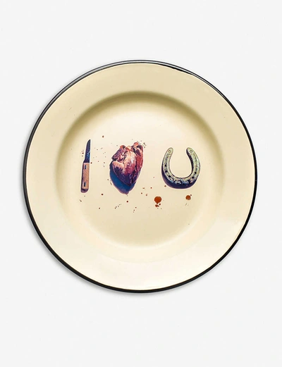 Seletti Wears Toiletpaper I Love U Enamel Plate 26cm