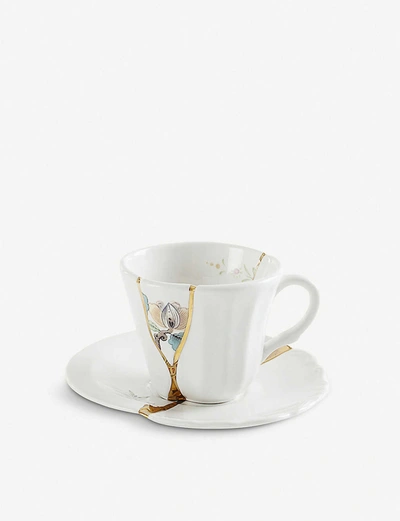 Seletti Kintsugi N3 Coffee Cup With Saucer In Porcelain