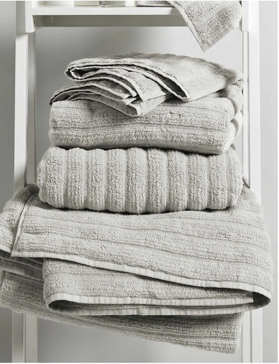 The White Company Pearl Grey Hydrocotton Ribbed Bath Sheet 150cm X 100cm Bath Sheet