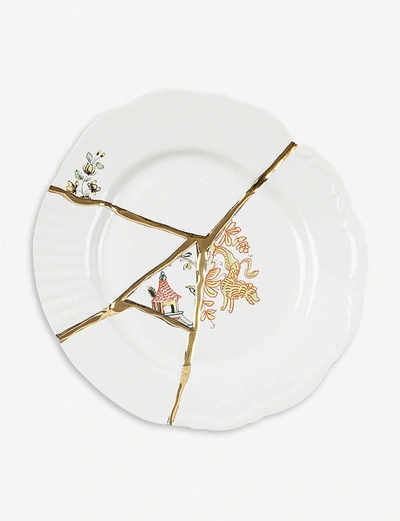 Seletti Kintsugi N2 Porcelain And 24ct Gold Fruit Plate 21cm