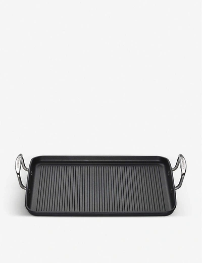 Le Creuset Toughened Non-stick Ribbed Rectangular Grill 35cm X 25cm In Black