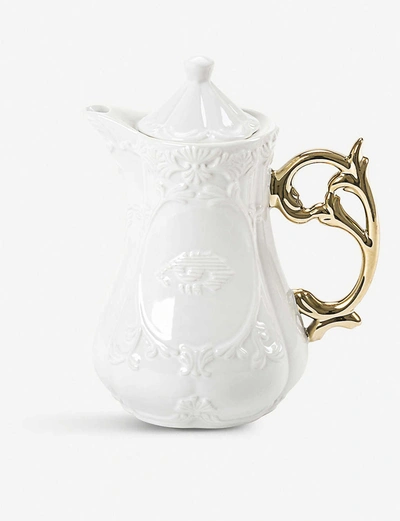 Seletti I-wares Gold Porcelain Teapot 23cm In White