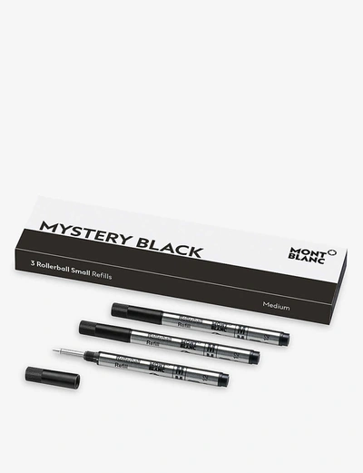 Montblanc Mystery Black Medium Rollerball Pen Small Refills Set Of Three