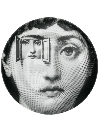 Fornasetti Printed Porcelain Wall Plate 26cm In Black