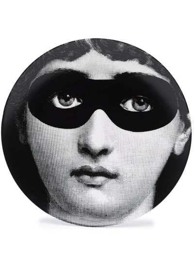 Fornasetti Graphic-print Porcelain Wall Plate In Schwarz