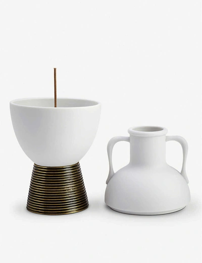 L'objet Amphora Limoges Porcelain Incense Holder In White
