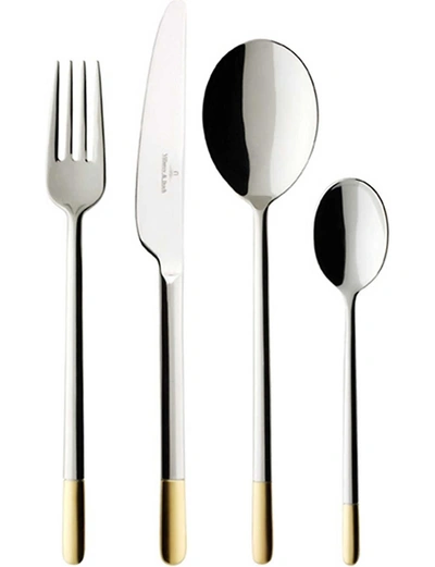 Villeroy & Boch Ella Partially Gold Plated Cutlery Set (24 Pcs) In Grey