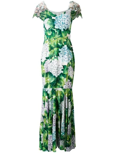 Dolce & Gabbana Hydrangea-print Embellished Cady Gown