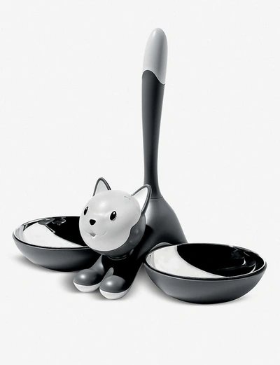 Alessi Tigrito Stainless-steel Cat Bowl 28cm In Grey