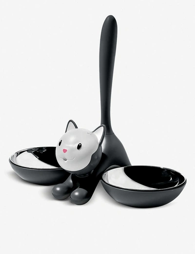 Alessi Tigrito Stainless-steel Cat Bowl 28cm In Black