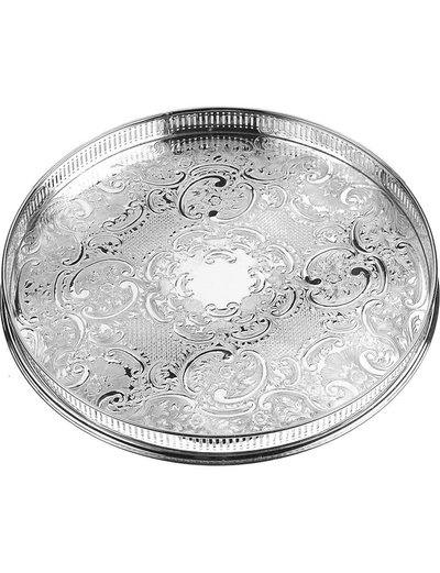 Arthur Price Embossed Silver-plated 36cm-round Tray