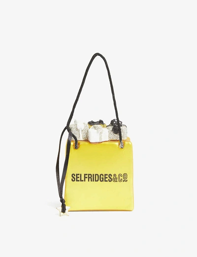 Christmas Yellow Selfridges Gift Bag Glass Decoration 8cm