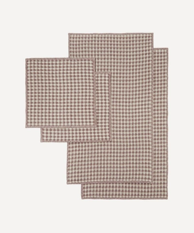 Hay Twist Dish Cloths And Tea Towels Set Of 4 In Burgundy
