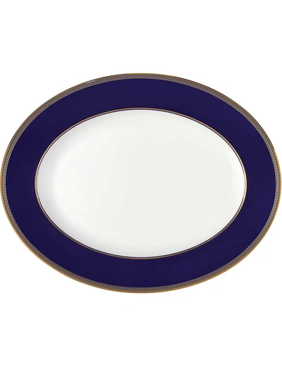 Wedgwood Renaissance Gold 13.75" Oval Platter In Blue