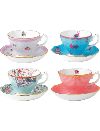 Royal Albert Candy Teacups & Saucers (set Of 4)