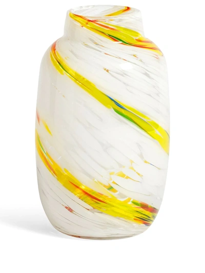 Hay Splash Swirl-pattern Glass Vase 23cm In Yellow