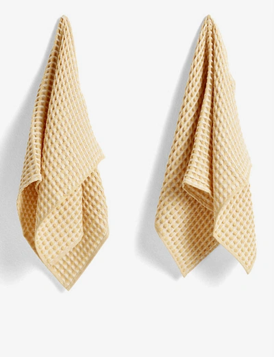 Hay Twist Waffled Cotton Set Of Two Dish Cloths And Two Tea Towels