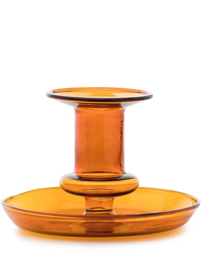 Hay Flare Glass Candle Holder 11cm In Orange