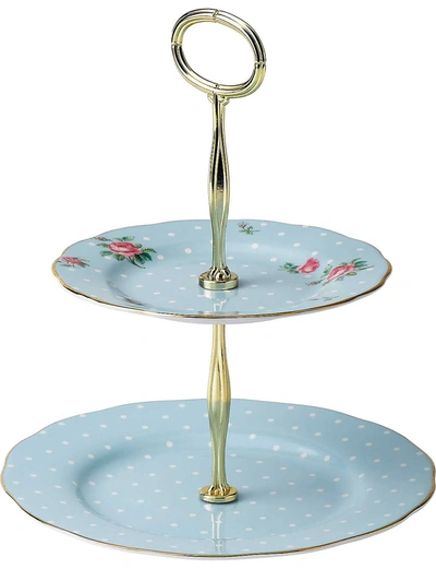 Royal Albert Polka 2-tier Cake Stand In Green, Rose And Blue
