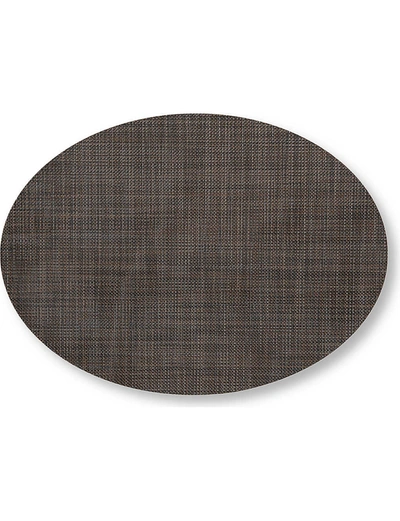 Chilewich Mini Basketweave Oval Placemat In Brown