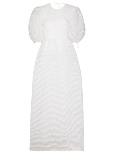 Cecilie Bahnsen Lola Pouf Sleeve Midi Dress In White | ModeSens