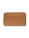 Michael Michael Kors Women's Small Jet Set Leather Card Case In Acorn