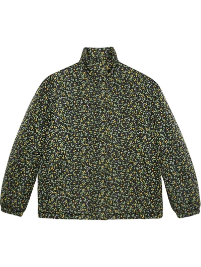 Gucci X Liberty London Down-feather Jacket In Green, Lilac And Black