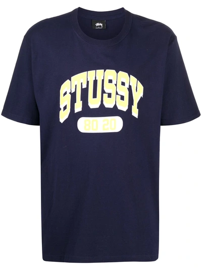 Stussy Varsity Logo Print T-shirt In Blue
