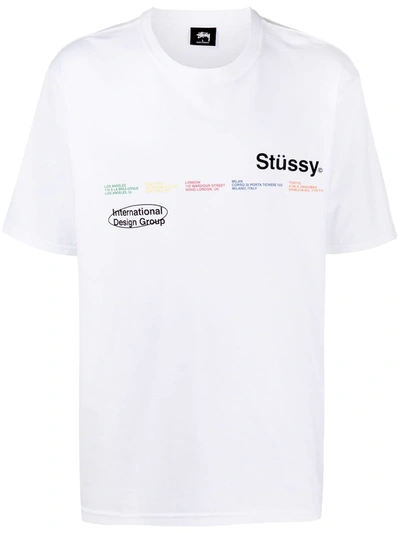 Stussy Logo Print T-shirt In White